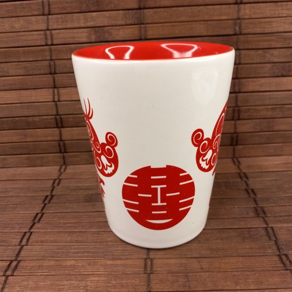 Disney D23 Red Floral Paper Cut Silhouette Mickey Minnie Mouse Coffee Mug Cup - Picture 3 of 11